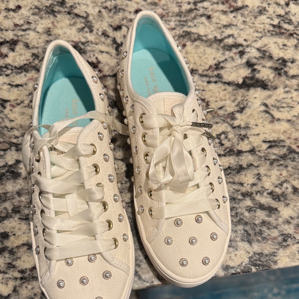 Kate Spade White Studded Sneakers